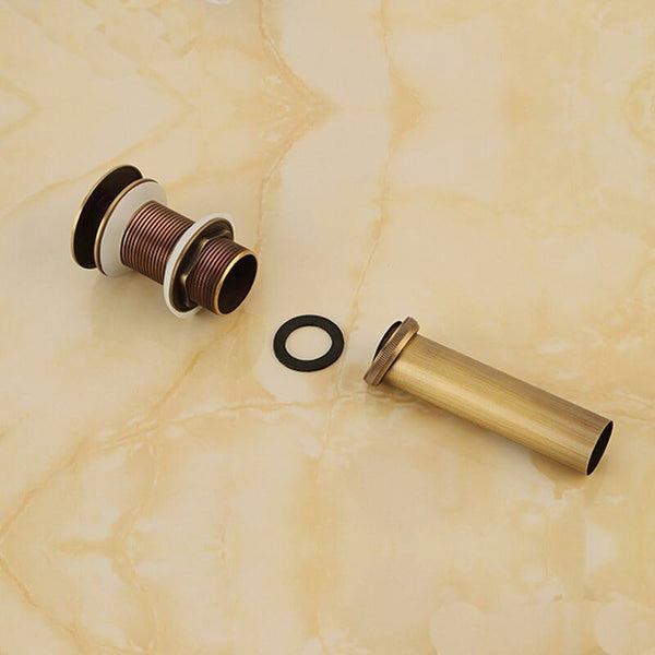 Single Handle Push Pull Pop Up Clicker Sink Faucet Build Plug Without Overflow (Antique Brass) Bathroom Sinks