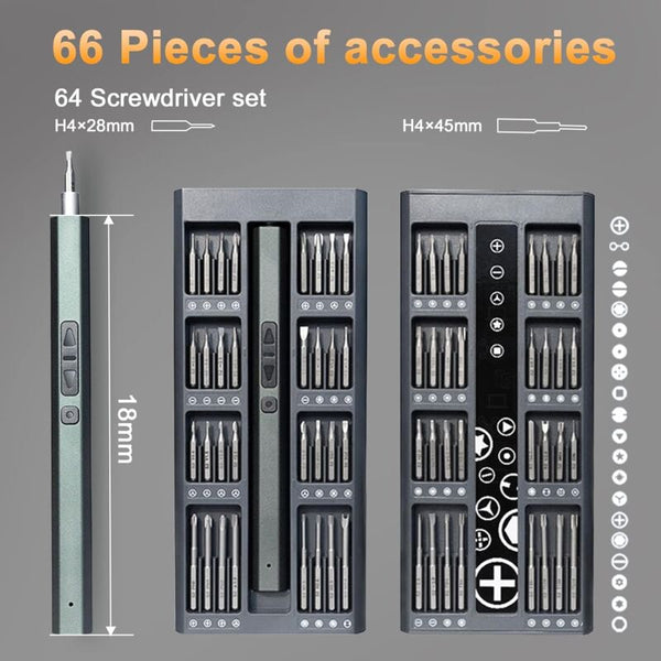 66 In 1 Cordless Electric Precision Screwdriver With Led Light Screw Guns & Screwdrivers