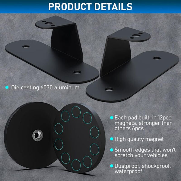 Magnetic Base Led Strip Mounting Bracket Strong Suction Cup Holder For Straight Curved Side 2 Braces & Brackets