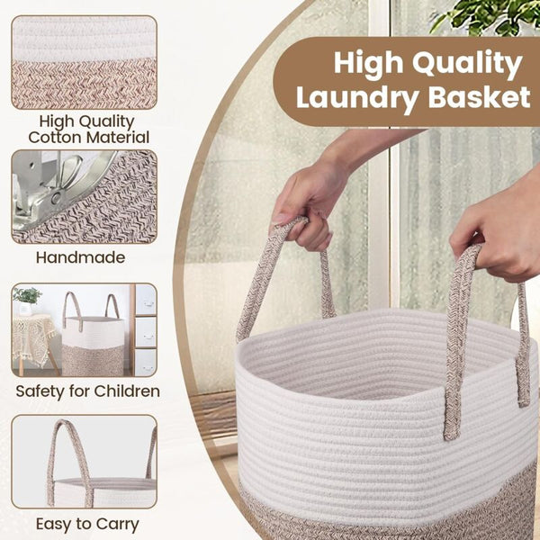 Laundry Basket 40 X 35 Cm Foldable Storage Baskets Cotton Rope With Handles Toy Laundry Baskets & Hampers