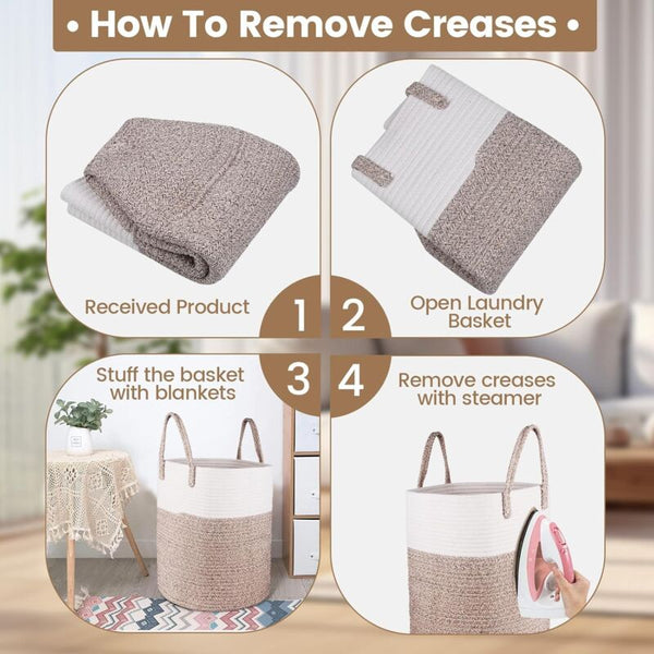 Laundry Basket 40 X 35 Cm Foldable Storage Baskets Cotton Rope With Handles Toy Laundry Baskets & Hampers