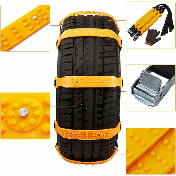 Car Snow Socks 185 225Mm Yellow Chains Adjustable Emergency Traction Cables Anti Slip Tire 10 Pcs Tyre Accessories