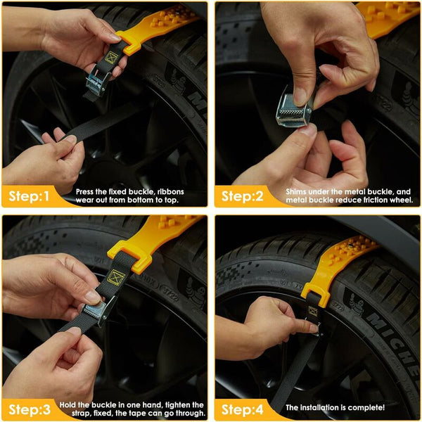 Car Snow Socks 185 225Mm Yellow Chains Adjustable Emergency Traction Cables Anti Slip Tire 10 Pcs Tyre Accessories