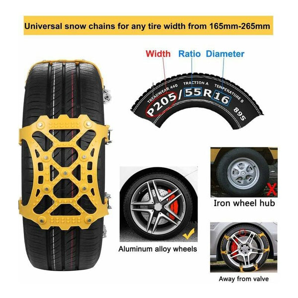 Snow Chains 6Pc Suitable For 165 275Mm Tyre Accessories