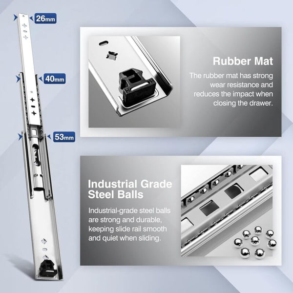 Heavy Duty Drawer Slide With Damper 120Kg Load Capacity Ball Bearing Pair (30Cm) Dressers & Chests Of Drawers