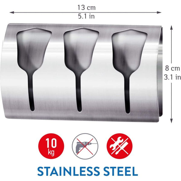 Adhesive Bathroom Towel Holder With 3 Hooks Stainless Steel 10Kg Capacity Towel Racks