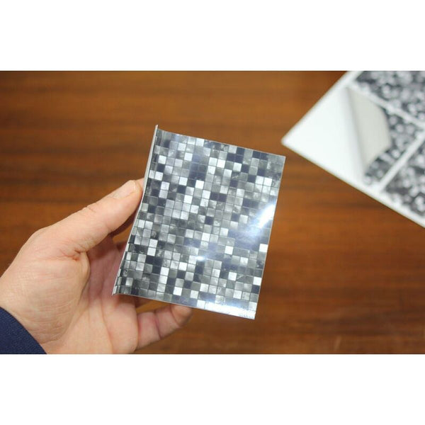 24X Black & White Mosaic 2D Tile Stickers For Kitchen Bathroom (10X10cm) Wall Stickers