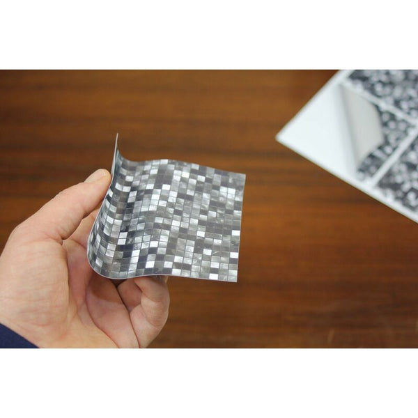 24X Black & White Mosaic 2D Tile Stickers For Kitchen Bathroom (10X10cm) Wall Stickers