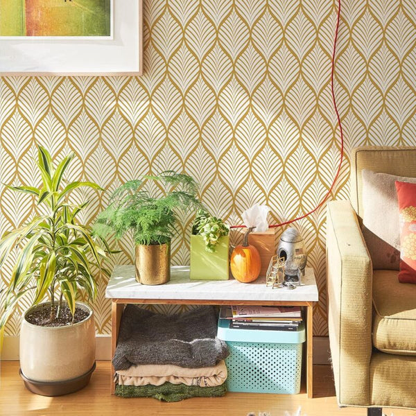 Modern Minimalist Yellow And White Geometric Pattern Wallpaper Waterproof Self Adhesive Vinyl Film For Bathroom Living Wall Stickers
