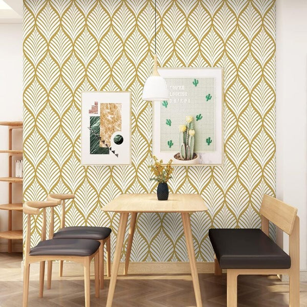 Modern Minimalist Yellow And White Geometric Pattern Wallpaper Waterproof Self Adhesive Vinyl Film For Bathroom Living Wall Stickers