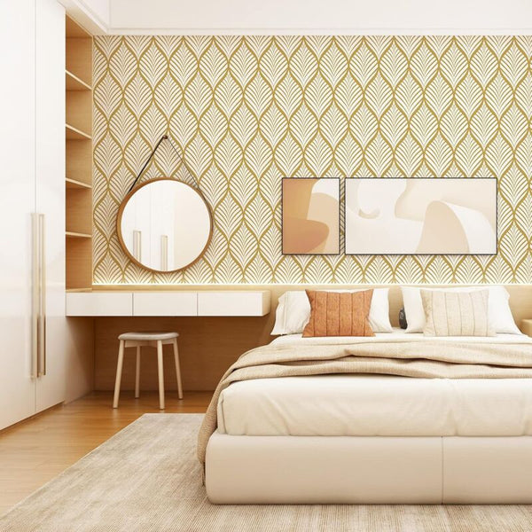Modern Minimalist Yellow And White Geometric Pattern Wallpaper Waterproof Self Adhesive Vinyl Film For Bathroom Living Wall Stickers