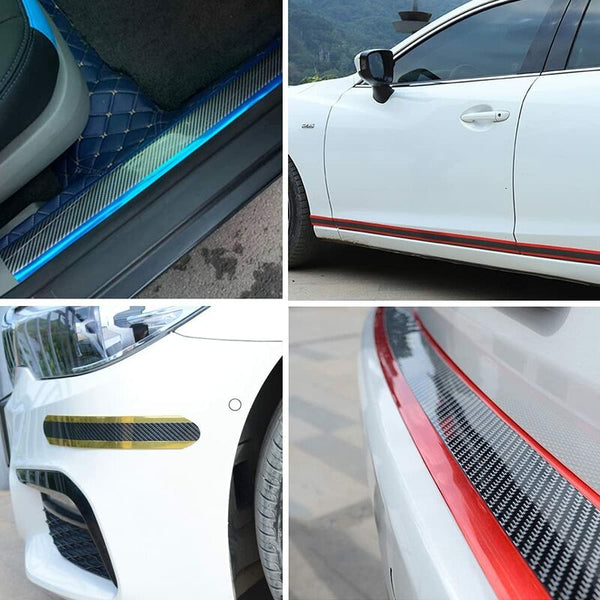 Car Door Sill Sticker Carbon Fiber Silver 7Cmx3m Self Adhesive Protector Bumper Guard Strip Decals & Stickers