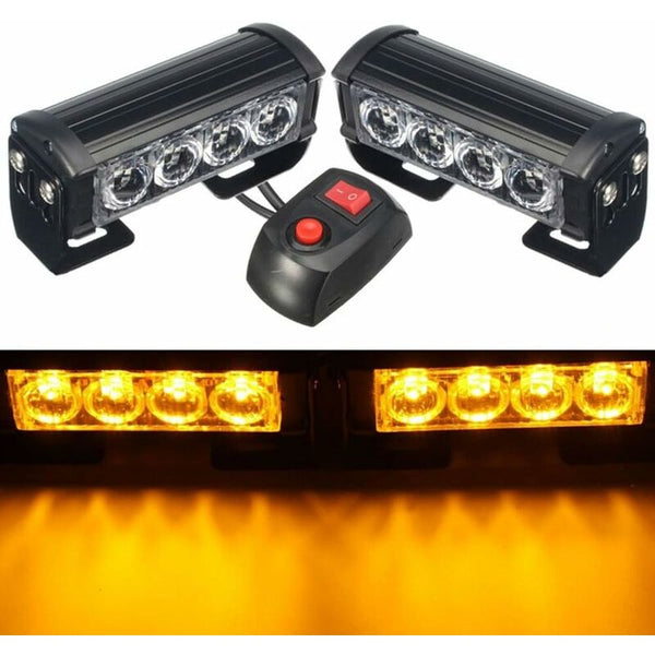 2X 8 Led Emergency Strobe Warning 12V Universal Car Flashing Lights