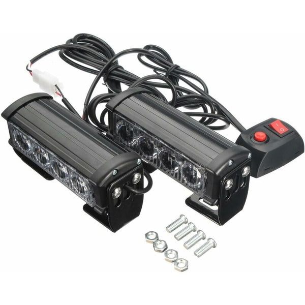 2X 8 Led Emergency Strobe Warning 12V Universal Car Flashing Lights