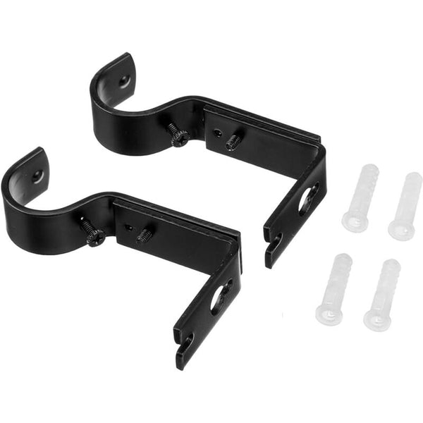 Curtain Rod Wall Bracket 2 Pack Black Curtain Poles & Accessories