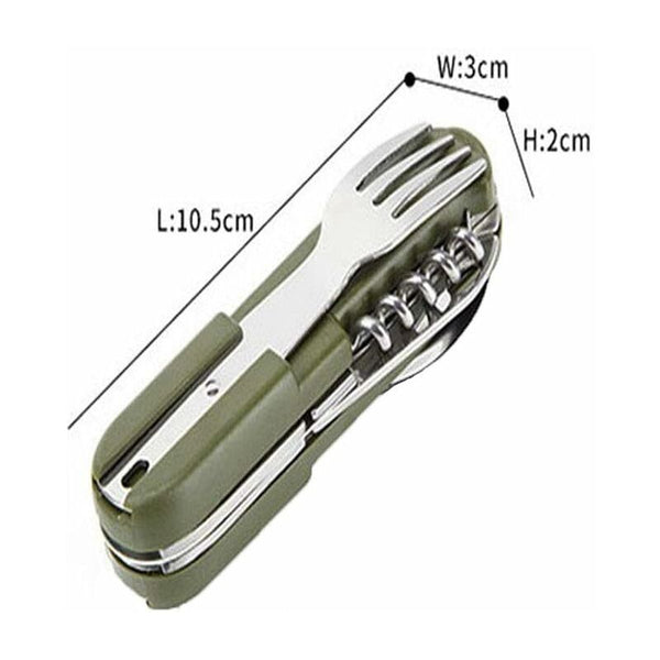 Stainless Steel Folding Tableware Set For Outdoor Camping 7 In 1 Multi Function Tool Removable Outdoor Tableware