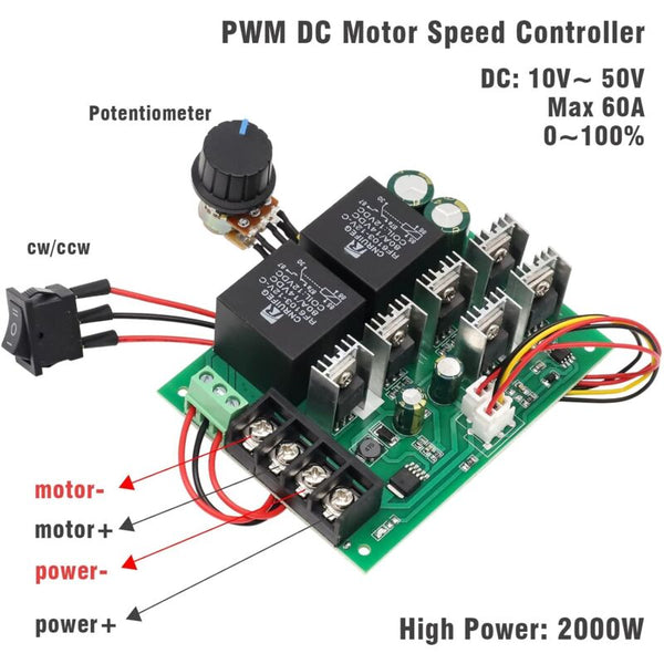 Dc Motor Controller 9 50V 40A Reversible Speed To 12V 24V 36V 48V 2000W Other Motorcycle Accessories