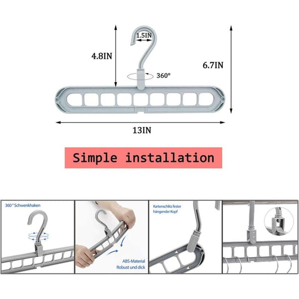12 Pcs Magic Hangers Premium Quality Foldable Multi Function Space Saving For Storing And Drying Hooks & Hangers
