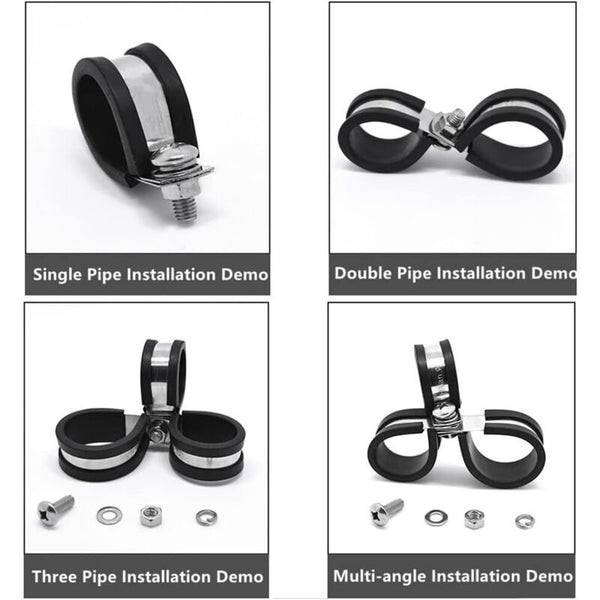 24 Pcs 10Mm Stainless Steel Clips Hose Clamps With Rubber Coating Cable Cleats Clamps & Ties