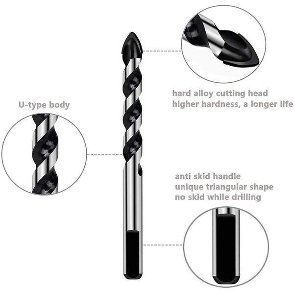 7 Pcs Drill Bit Set For Tile Glass Concrete Stone Brick Tiles Ceramic And Mirrors(3Mm 4Mm 5Mm 6Mm 8Mm 10Mm 12Mm) Drill Bits