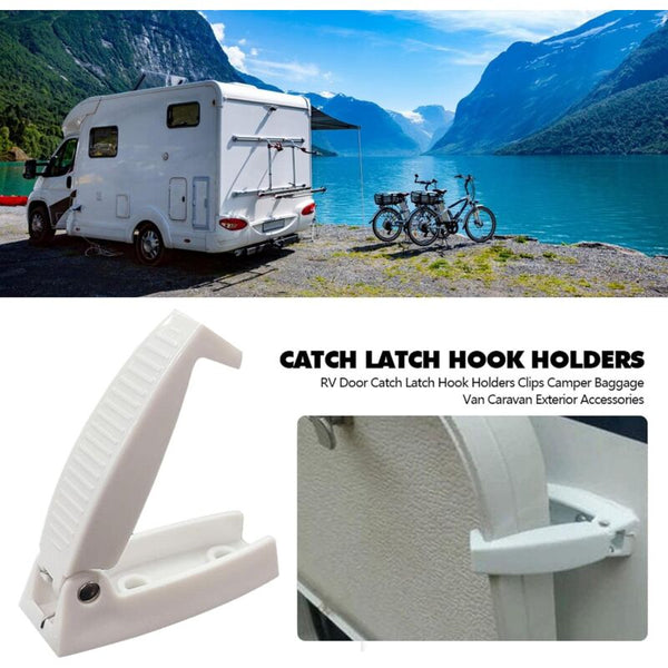 Rv Door Latch Holder Hook Storage For Trailer Durable Material And Simple Installation White Trailer Parts
