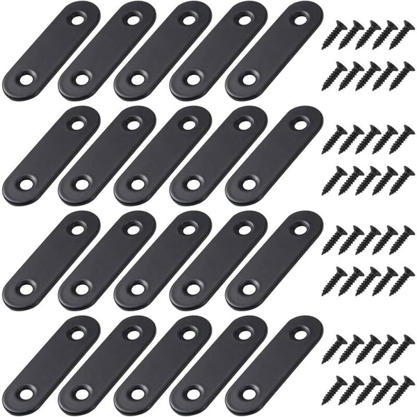 50X16mm Black Flat Corner Braces With Screws (20 Pack) Braces & Brackets
