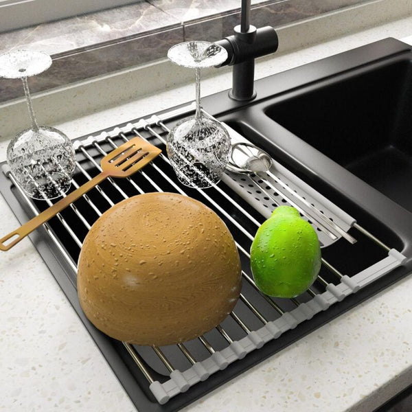 Foldable Stainless Steel Dish Drying Rack For Kitchen Sink Other Kitchen Storage