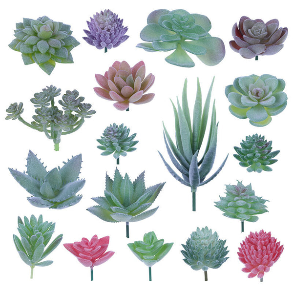 18 Pcs Artificial Succulent Plants Flocking Potless Mini Fake For Lotus Landscape Decorative Garden Artificial Plants