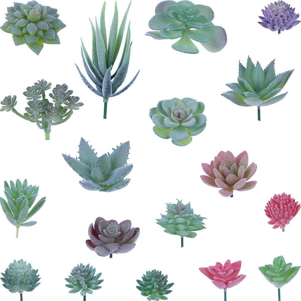 18 Pcs Artificial Succulent Plants Flocking Potless Mini Fake For Lotus Landscape Decorative Garden Artificial Plants