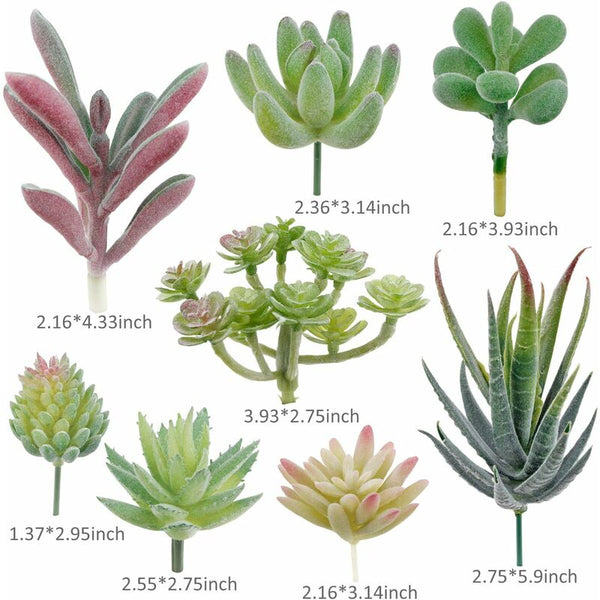 18 Pcs Artificial Succulent Plants Flocking Potless Mini Fake For Lotus Landscape Decorative Garden Artificial Plants