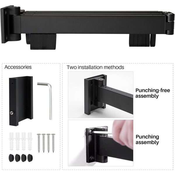 3 Tier Extendable Wall Mounted Clothes Drying Rack For Balcony And Bathroom Black Foldable Garment Racks