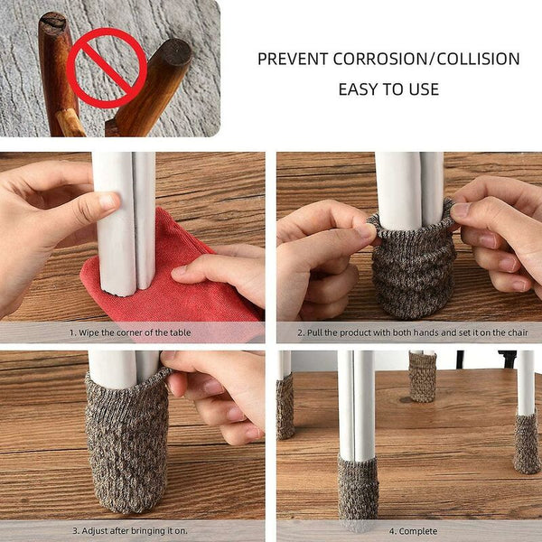 16 Pcs Non Slip Chair Leg Socks Caps Knitted Protectors For Floor Scratches And Reduce Noise Furniture Parts