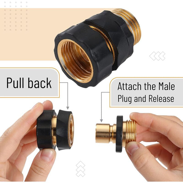 Garden Hose Quick Connectors 3/4 Inch 2 Sets (2 Female + Male) Water Fittings Connectors Valves & Accessories