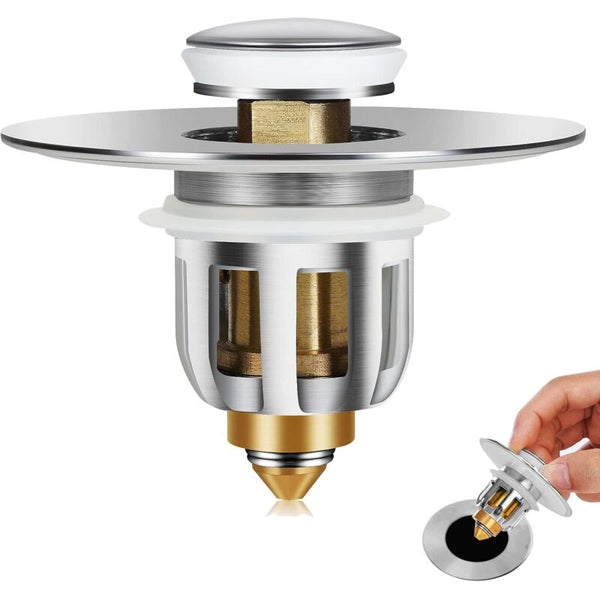 Pop Up Sink Plug Universal With Anti Clogging Filter Odor Hair For 26 42Mm Holes Drain Grates