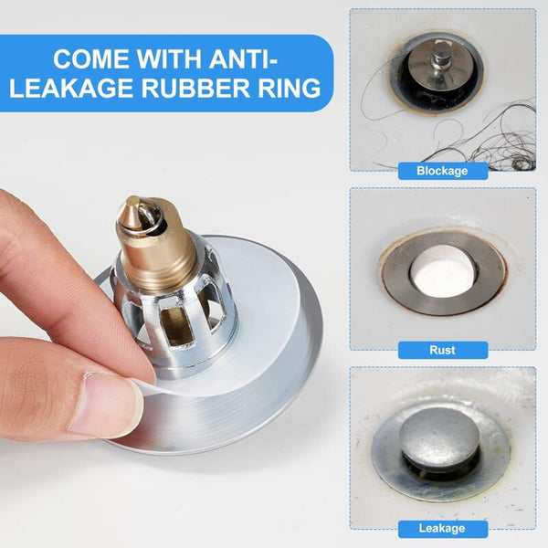 Pop Up Sink Plug Universal With Anti Clogging Filter Odor Hair For 26 42Mm Holes Drain Grates