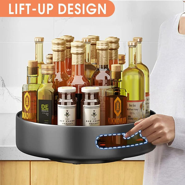 Turntable Metal Steel Rotating Shelf Lazy Susan Kitchen Cupboard For Storage 25.4Cm Black Spice Jars & Racks