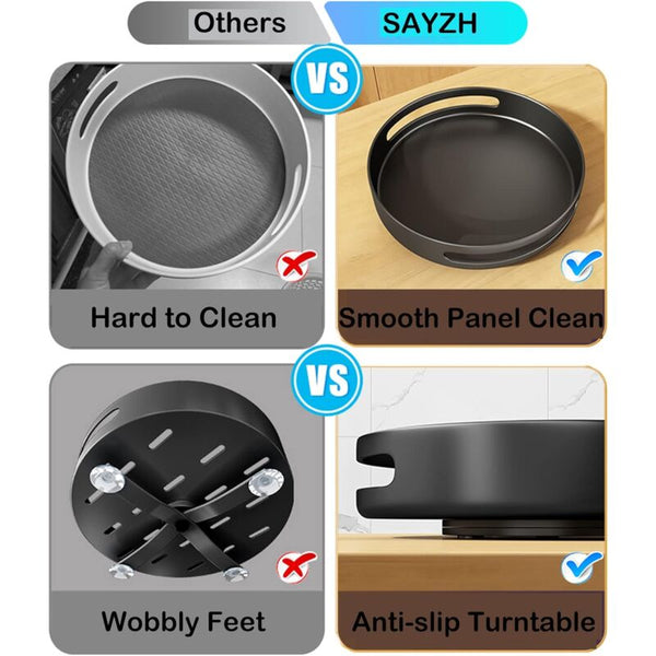 Turntable Metal Steel Rotating Shelf Lazy Susan Kitchen Cupboard For Storage 25.4Cm Black Spice Jars & Racks