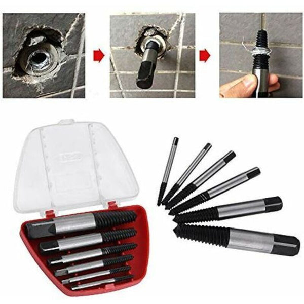 6Pc Steel Broken Screw Extractor Set For 4Mm 22Mm Damaged Bolts Screws & Bolts