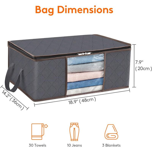 6 Pack 35L Clothes Storage Bag Foldable Underbed Box Quilt Cover Closet Organizer Clear Window Garment Bags