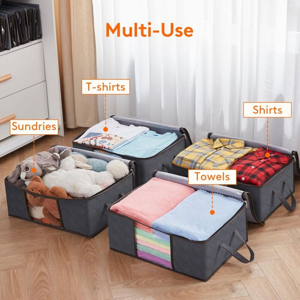 6 Pack 35L Clothes Storage Bag Foldable Underbed Box Quilt Cover Closet Organizer Clear Window Garment Bags