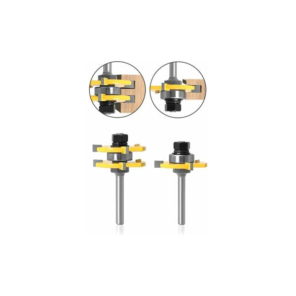 6Mm Shank Matched Tongue And Groove Router Bit Set 3 Teeth Shape Wood Cutter Cutting Woodworking Tool (6Mm) Cutters & Trimmers