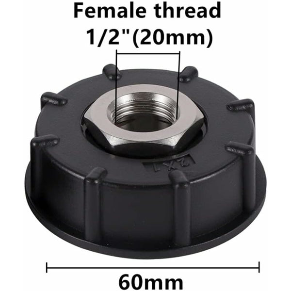 Ibc S60x6 Water Tank Adapter Coarse Thread With Hose Connector Stainless Steel Valve Spout Fittings (1/2" Internal Connectors Valves & Accessories