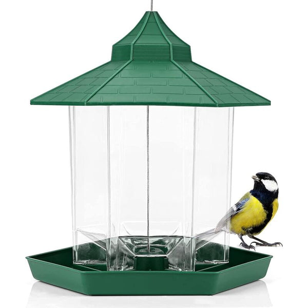 Hanging Outdoor Bird Feeder Large Capacity Hexagonal Waterproof With Seed Bird Feeders