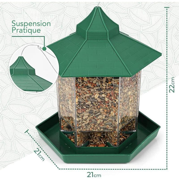 Hanging Outdoor Bird Feeder Large Capacity Hexagonal Waterproof With Seed Bird Feeders