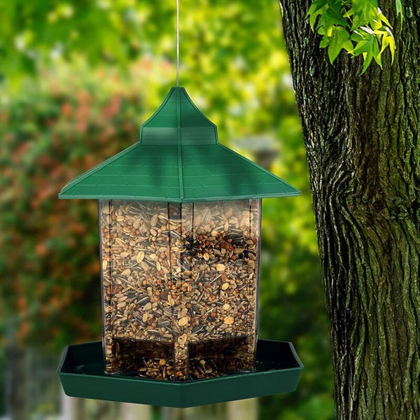 Hanging Outdoor Bird Feeder Large Capacity Hexagonal Waterproof With Seed Bird Feeders