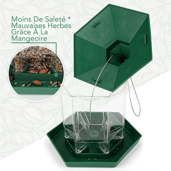 Hanging Outdoor Bird Feeder Large Capacity Hexagonal Waterproof With Seed Bird Feeders