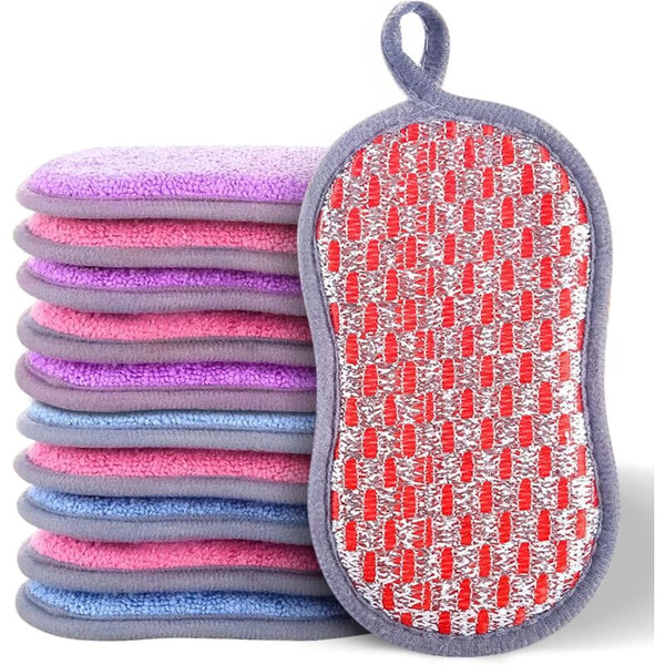 10 Pcs Colorful Cleaning Sponges Premium Non Scratch Reusable Dishwashing For Kitchen Bathroom Easy Sponges & Scourers