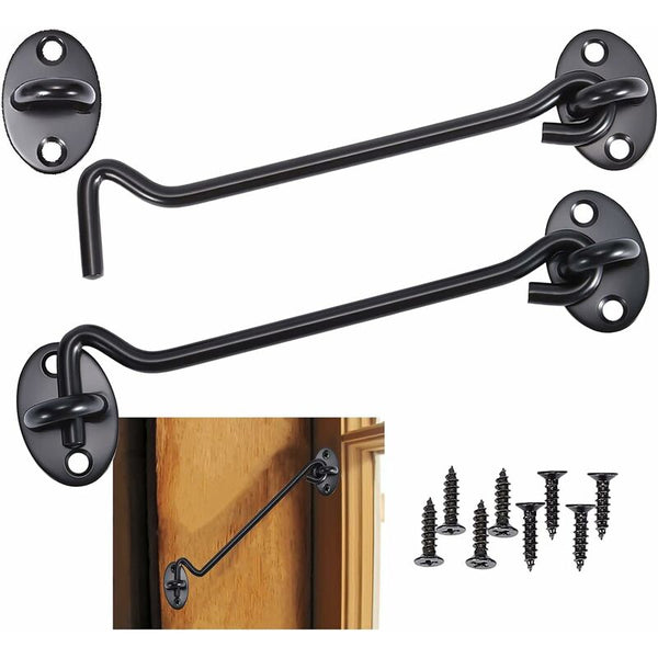 Cabin Hook 2 Pieces Door Lock Black Stainless Steel With Mounting Screws For Window Barn Door Locks & Lock Mechanisms