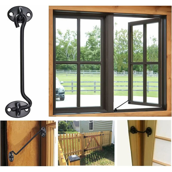Cabin Hook 2 Pieces Door Lock Black Stainless Steel With Mounting Screws For Window Barn Door Locks & Lock Mechanisms
