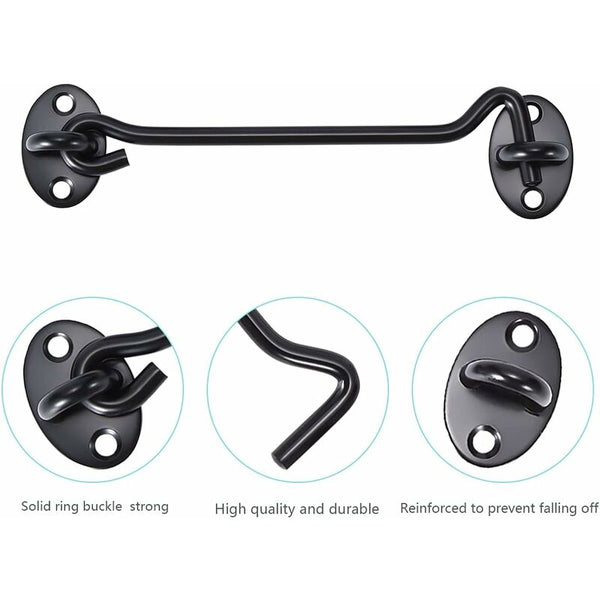 Cabin Hook 2 Pieces Door Lock Black Stainless Steel With Mounting Screws For Window Barn Door Locks & Lock Mechanisms